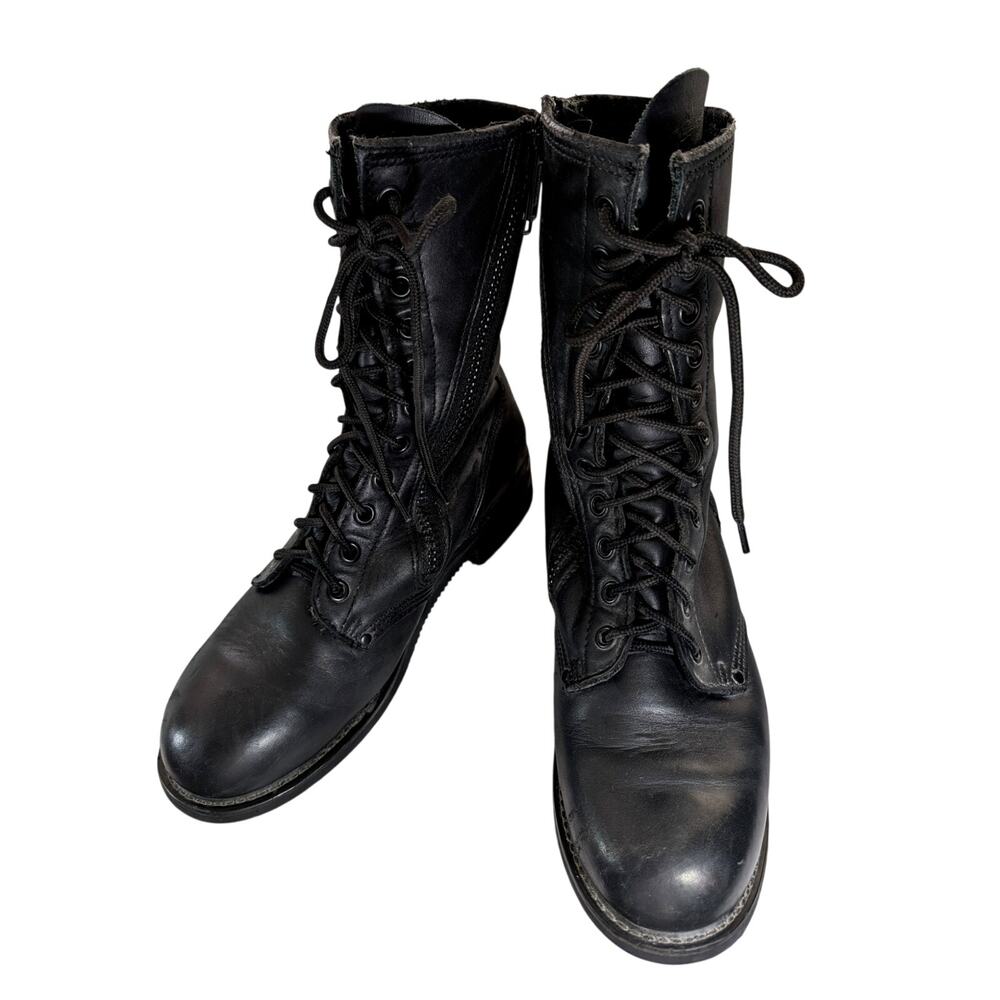 HARLEY DAVIDSON! BLACK GENUINE LEATHER CLASSIC HEAVY DUTY BIKER BOOTS! SZ 11M